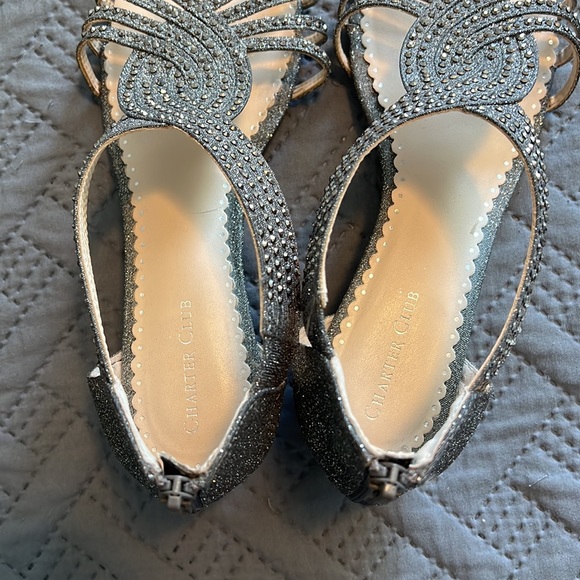 Charter Club Shoes Charter Club Bedazzled Silver Sandals 85 Poshmark